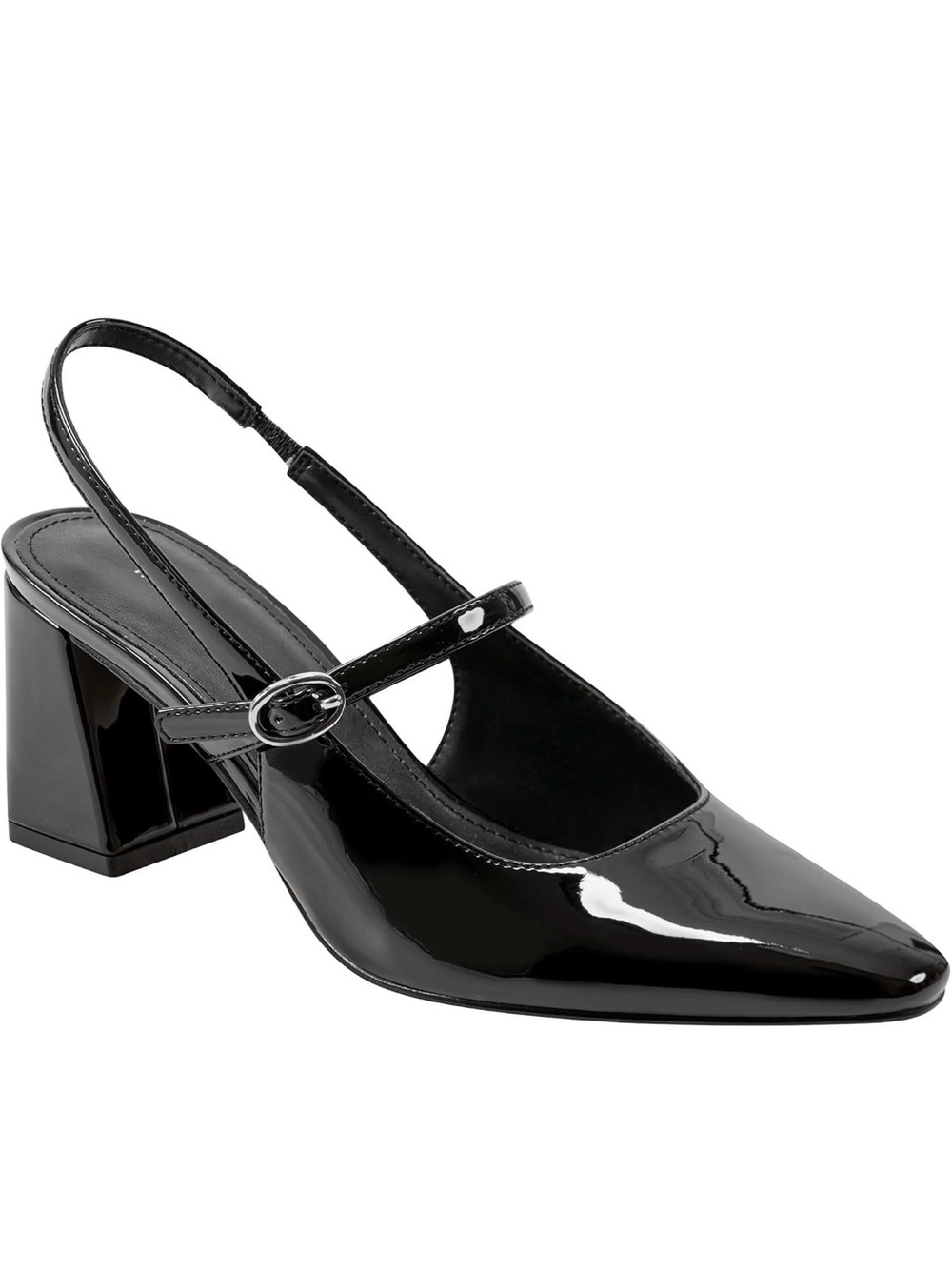 Marc Fisher Lanai Patent Mary Jane Slingback Block Heel Pumps